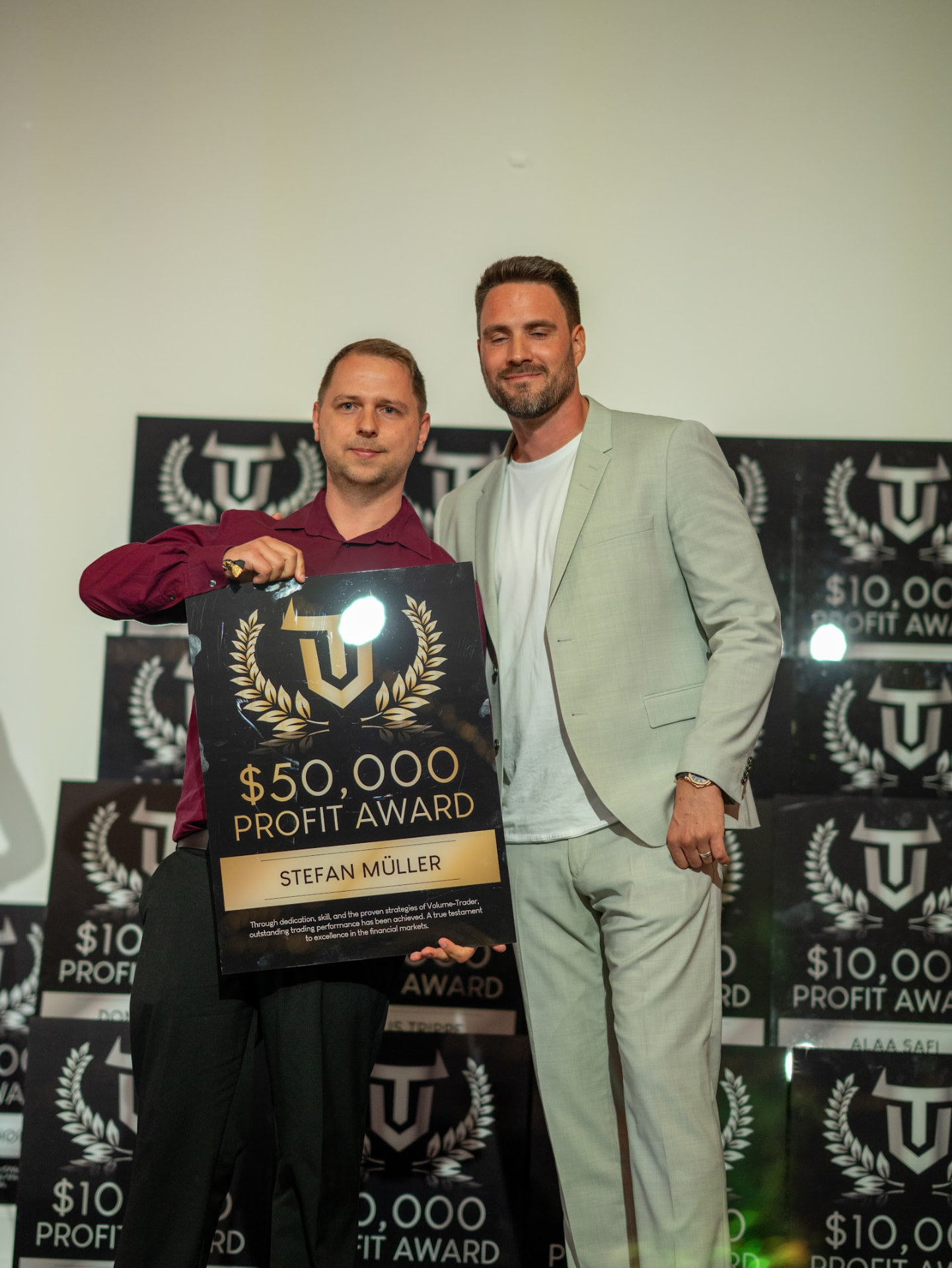 Profit Award Verleihung auf der VT Gala 2026 - Stefan Müller, $50,000